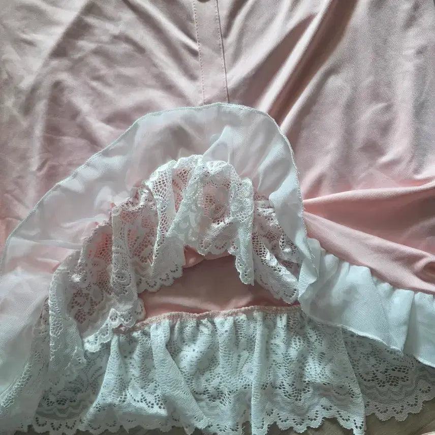 [BUNJANG] Pink Lace Slip Dress / 핑크 레이스 란제리 슬립 원피스