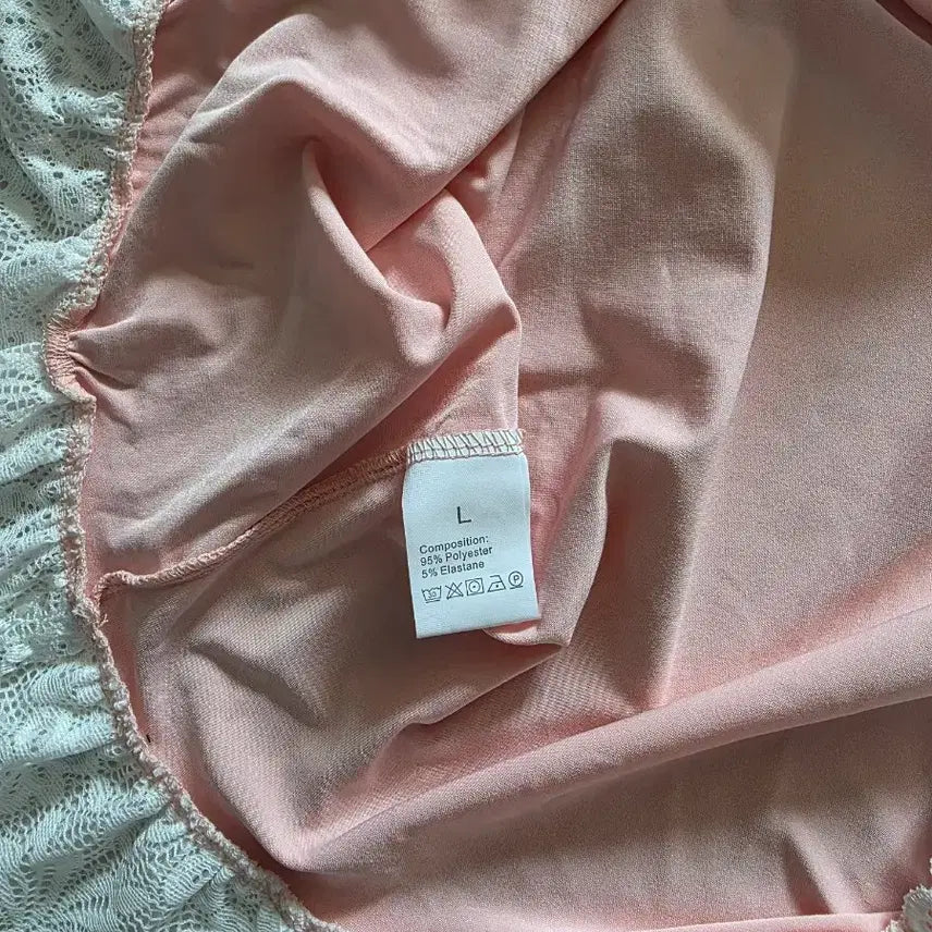 [BUNJANG] Pink Lace Slip Dress / 핑크 레이스 란제리 슬립 원피스