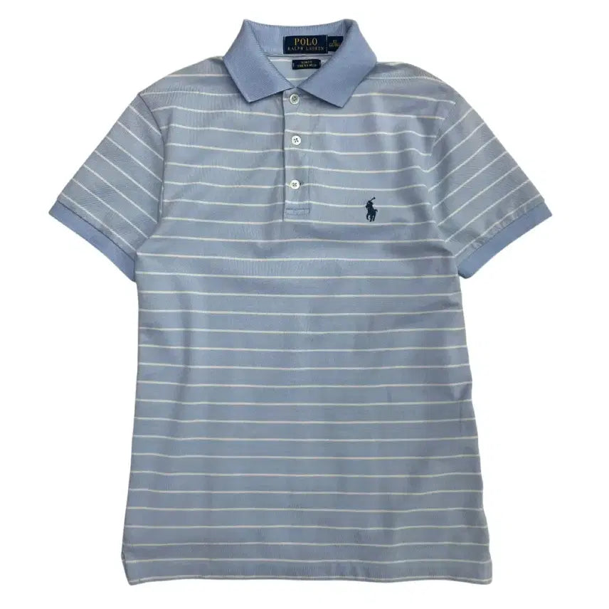 [BUNJANG] Polo Ralph Lauren Navy Pony Sky Blue Collar Short Sleeve Shirt XS / 폴로 랄프로렌 네이비포니 소라 카라반팔 XS
