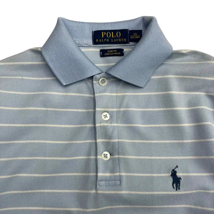 [BUNJANG] Polo Ralph Lauren Navy Pony Sky Blue Collar Short Sleeve Shirt XS / 폴로 랄프로렌 네이비포니 소라 카라반팔 XS