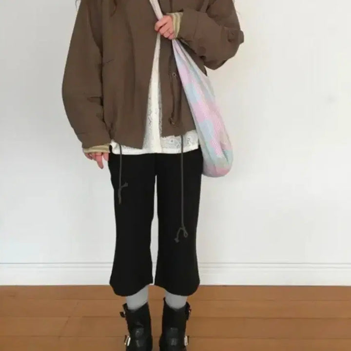 [BUNJANG] Capri Slacks Pants (Black) / 에이블리 지그재그 카프리 슬랙스 팬츠 (블랙)