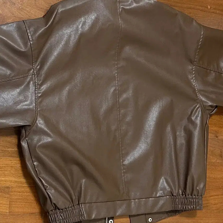 [BUNJANG] Glossy Brown Leather Jacket / 글로시 브라운 레더 자켓