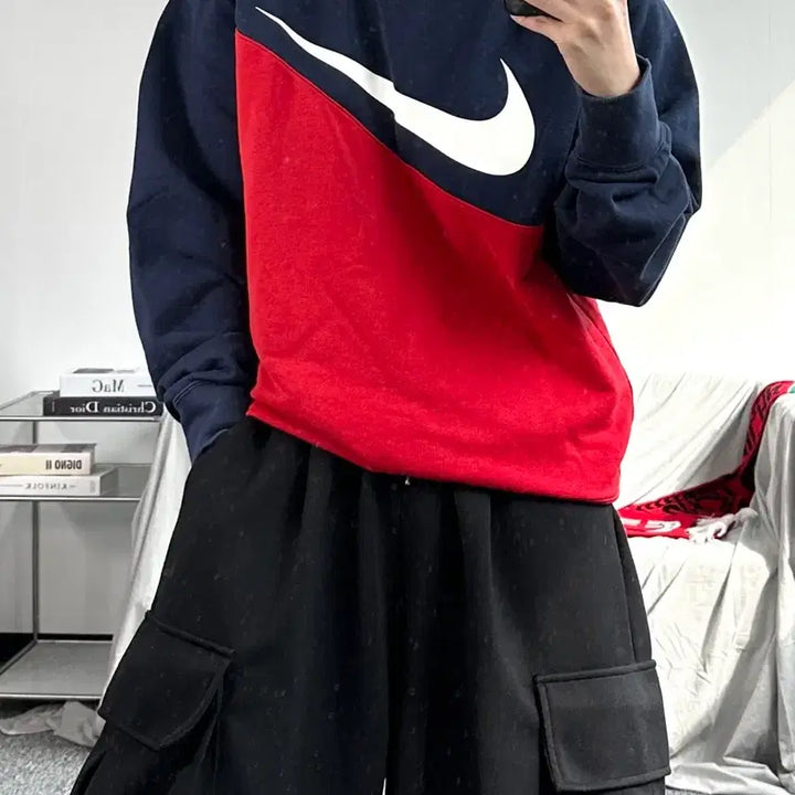 [SOLD OUT] 나이키 배색 빅로고 맨투맨 L