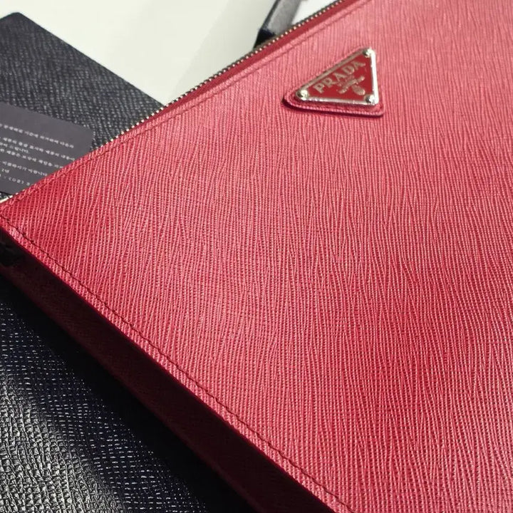 [BUNJANG] Prada Saffiano Leather Pouch Clutch Bag Red / 프라다 사피아노 레드 파우치 클러치백