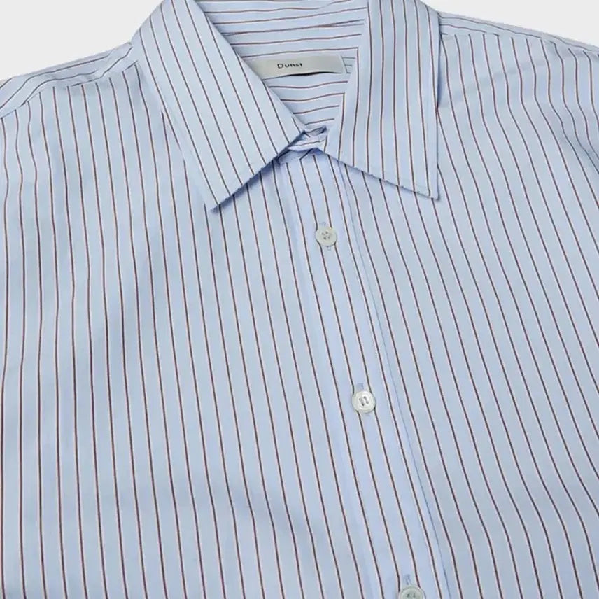 [BUNJANG] Dunst Unisex Informal Shirt Blue Brown Stripe XL / 던스트 유니섹스 인포멀 셔츠 블루브라운 스트라이프, XL