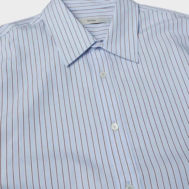 [BUNJANG] Dunst Unisex Informal Shirt Blue Brown Stripe XL / 던스트 유니섹스 인포멀 셔츠 블루브라운 스트라이프, XL
