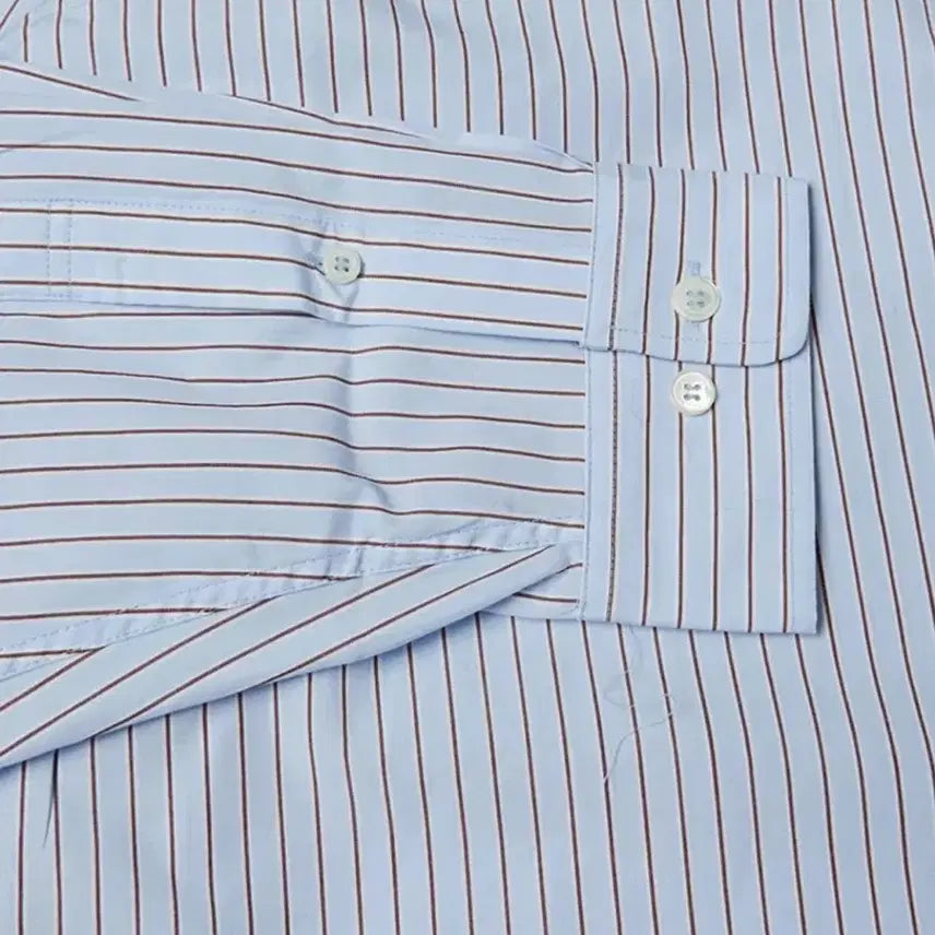 [BUNJANG] Dunst Unisex Informal Shirt Blue Brown Stripe XL / 던스트 유니섹스 인포멀 셔츠 블루브라운 스트라이프, XL