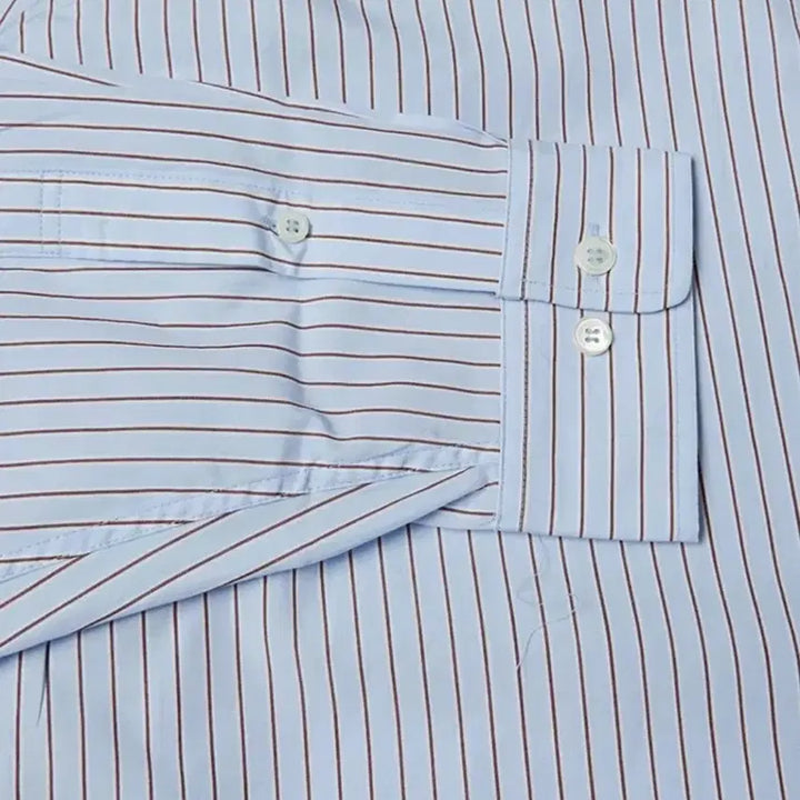 [BUNJANG] Dunst Unisex Informal Shirt Blue Brown Stripe XL / 던스트 유니섹스 인포멀 셔츠 블루브라운 스트라이프, XL