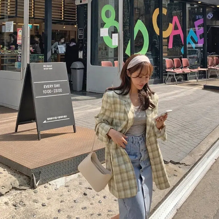 [BUNJANG] There She Is Checkered Oversized Jacket / 데얼쉬이즈 체크 오버핏 자켓