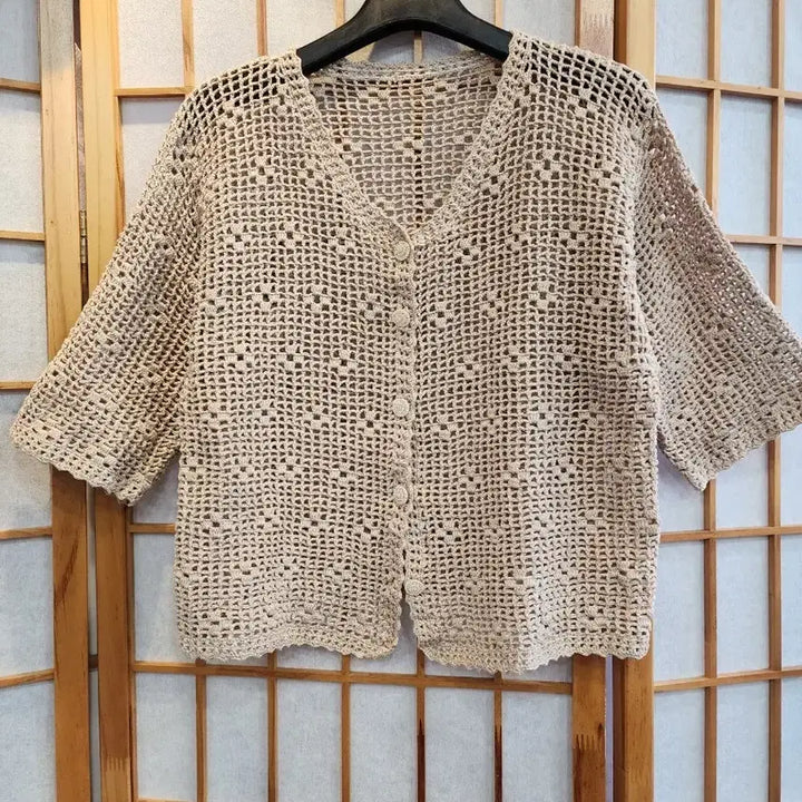 [BUNJANG] Hand-knitted Beige Sweater and Skirt Set / 손뜨게 베이지색 한벌세트