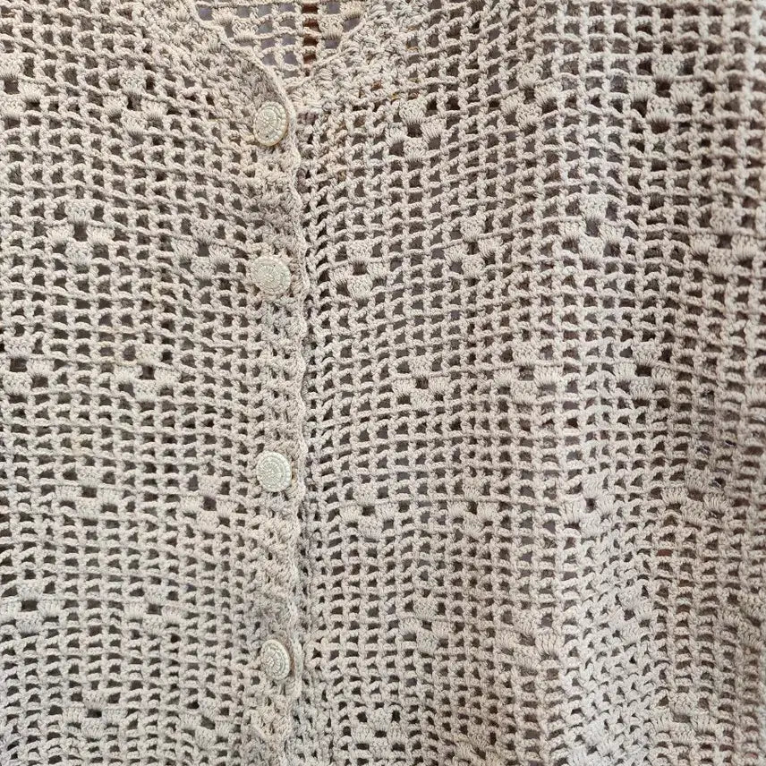[BUNJANG] Hand-knitted Beige Sweater and Skirt Set / 손뜨게 베이지색 한벌세트