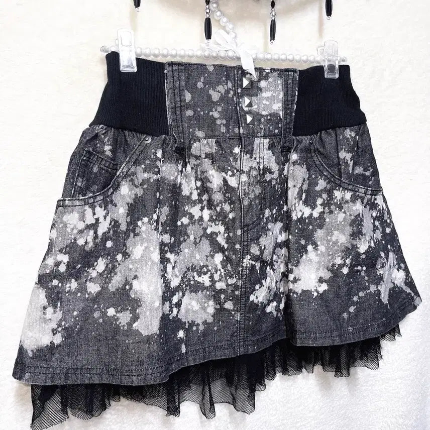 [BUNJANG] Vintage Y2K Goth Punk Studded Tie-Dye Mini Skirt / 고스펑크 y2k 와투케 갸루 타이다이 스터드찡 그런지 미니스커트 치마