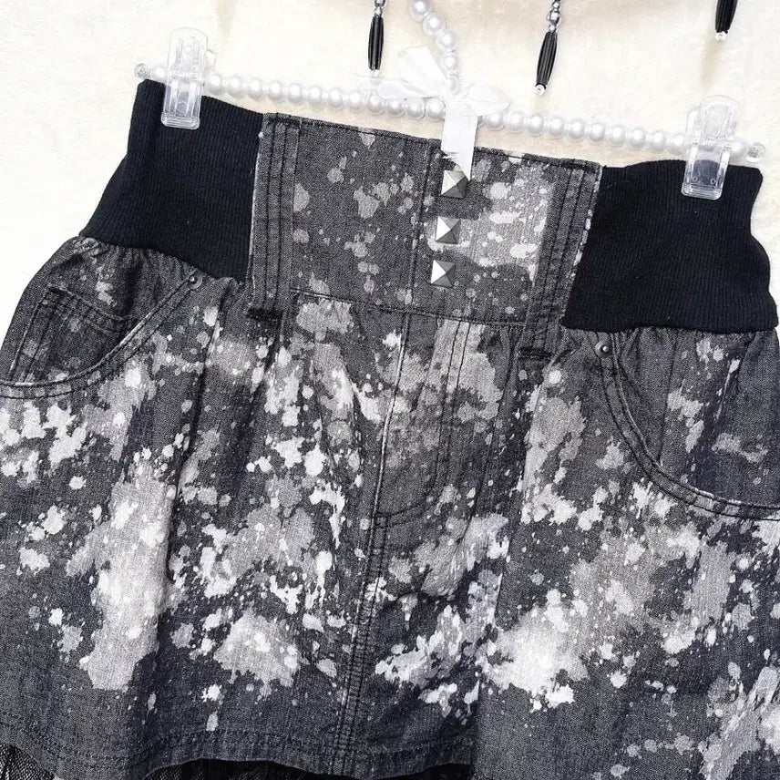[BUNJANG] Vintage Y2K Goth Punk Studded Tie-Dye Mini Skirt / 고스펑크 y2k 와투케 갸루 타이다이 스터드찡 그런지 미니스커트 치마