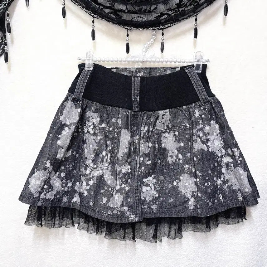 [BUNJANG] Vintage Y2K Goth Punk Studded Tie-Dye Mini Skirt / 고스펑크 y2k 와투케 갸루 타이다이 스터드찡 그런지 미니스커트 치마