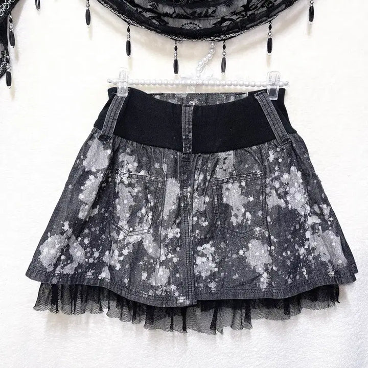 [BUNJANG] Vintage Y2K Goth Punk Studded Tie-Dye Mini Skirt / 고스펑크 y2k 와투케 갸루 타이다이 스터드찡 그런지 미니스커트 치마