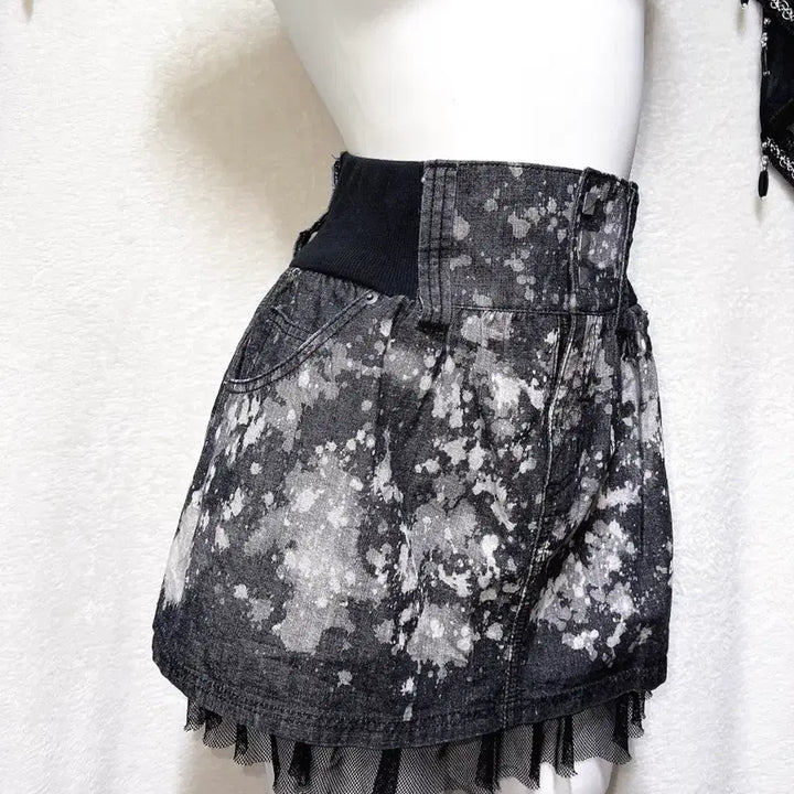 [BUNJANG] Vintage Y2K Goth Punk Studded Tie-Dye Mini Skirt / 고스펑크 y2k 와투케 갸루 타이다이 스터드찡 그런지 미니스커트 치마