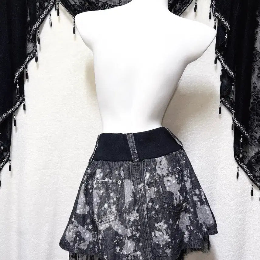 [BUNJANG] Vintage Y2K Goth Punk Studded Tie-Dye Mini Skirt / 고스펑크 y2k 와투케 갸루 타이다이 스터드찡 그런지 미니스커트 치마