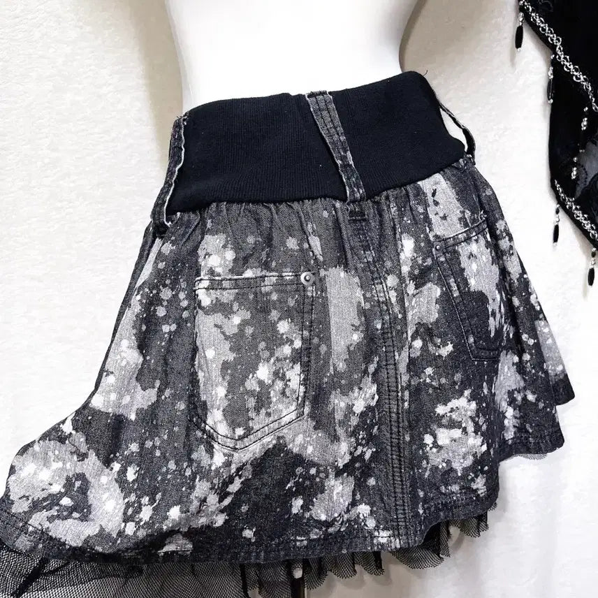 [BUNJANG] Vintage Y2K Goth Punk Studded Tie-Dye Mini Skirt / 고스펑크 y2k 와투케 갸루 타이다이 스터드찡 그런지 미니스커트 치마