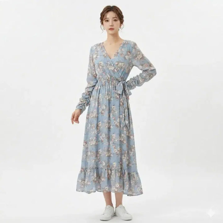 [BUNJANG] Pastel Sky Chiffon Long Dress / 파스텔 하늘 쉬폰 롱원피스(새상품)