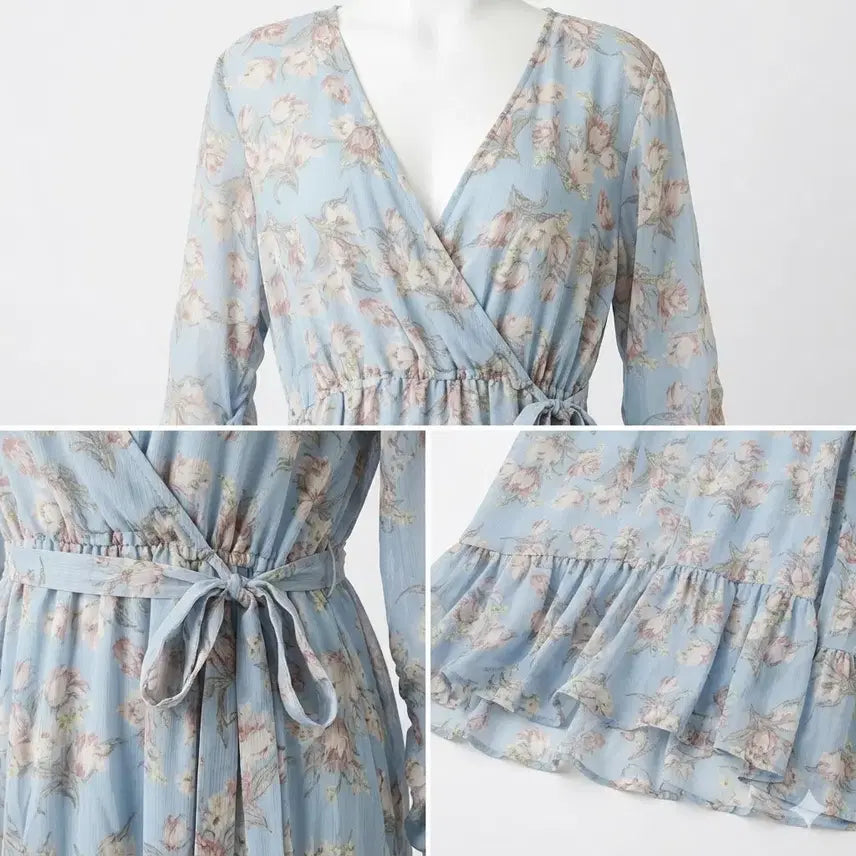 [BUNJANG] Pastel Sky Chiffon Long Dress / 파스텔 하늘 쉬폰 롱원피스(새상품)
