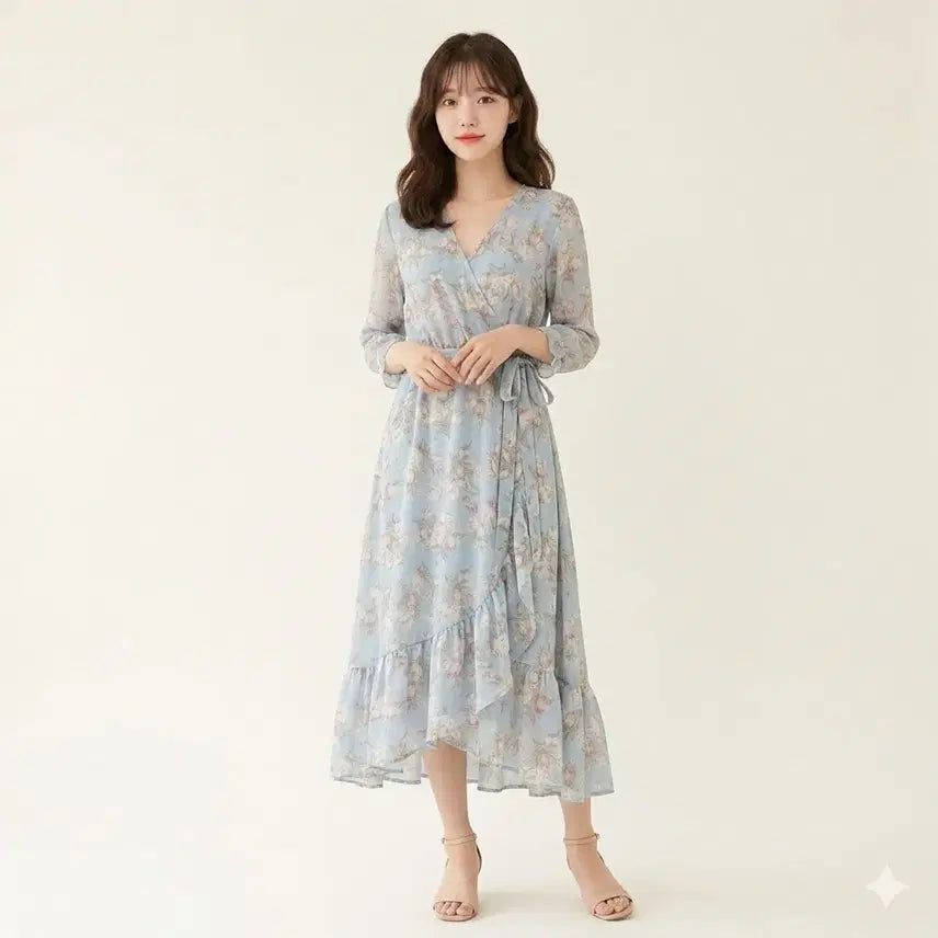 [BUNJANG] Pastel Sky Chiffon Long Dress / 파스텔 하늘 쉬폰 롱원피스(새상품)