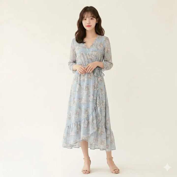 [BUNJANG] Pastel Sky Chiffon Long Dress / 파스텔 하늘 쉬폰 롱원피스(새상품)