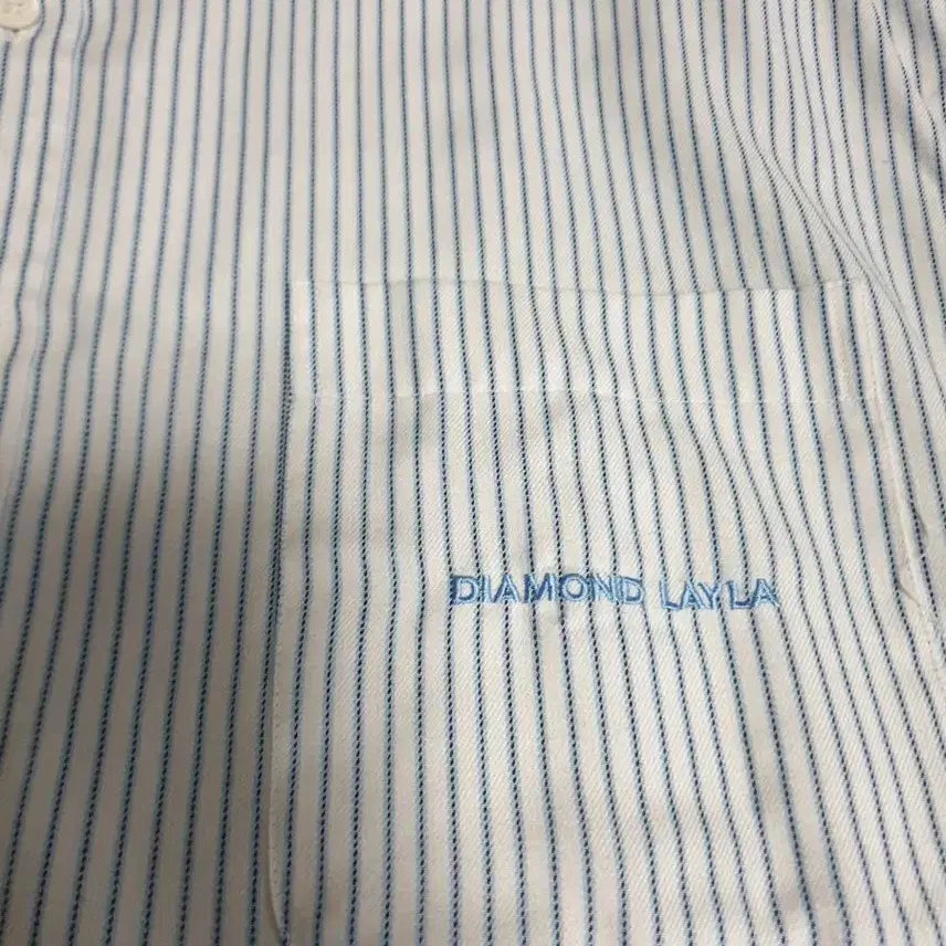 [BUNJANG] Diamond Layla Poly-Blend Striped Long Sleeve Shirt (Blue, XL) / 다이아몬드레이라 폴리혼방 스트라이프 긴팔셔츠 블루 (XL)