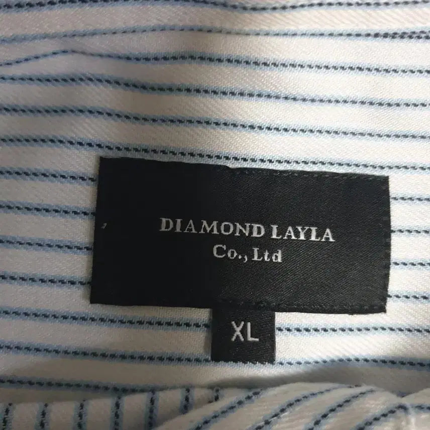 [BUNJANG] Diamond Layla Poly-Blend Striped Long Sleeve Shirt (Blue, XL) / 다이아몬드레이라 폴리혼방 스트라이프 긴팔셔츠 블루 (XL)