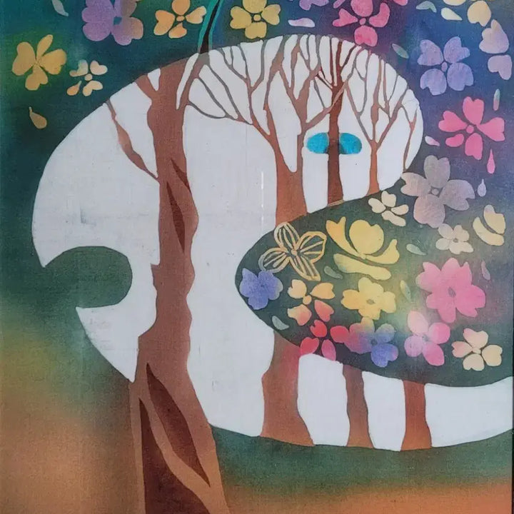 [BUNJANG] Myung Hwa Ha Abstract Oil Painting with Frame / 유화 추상화 그림 액자