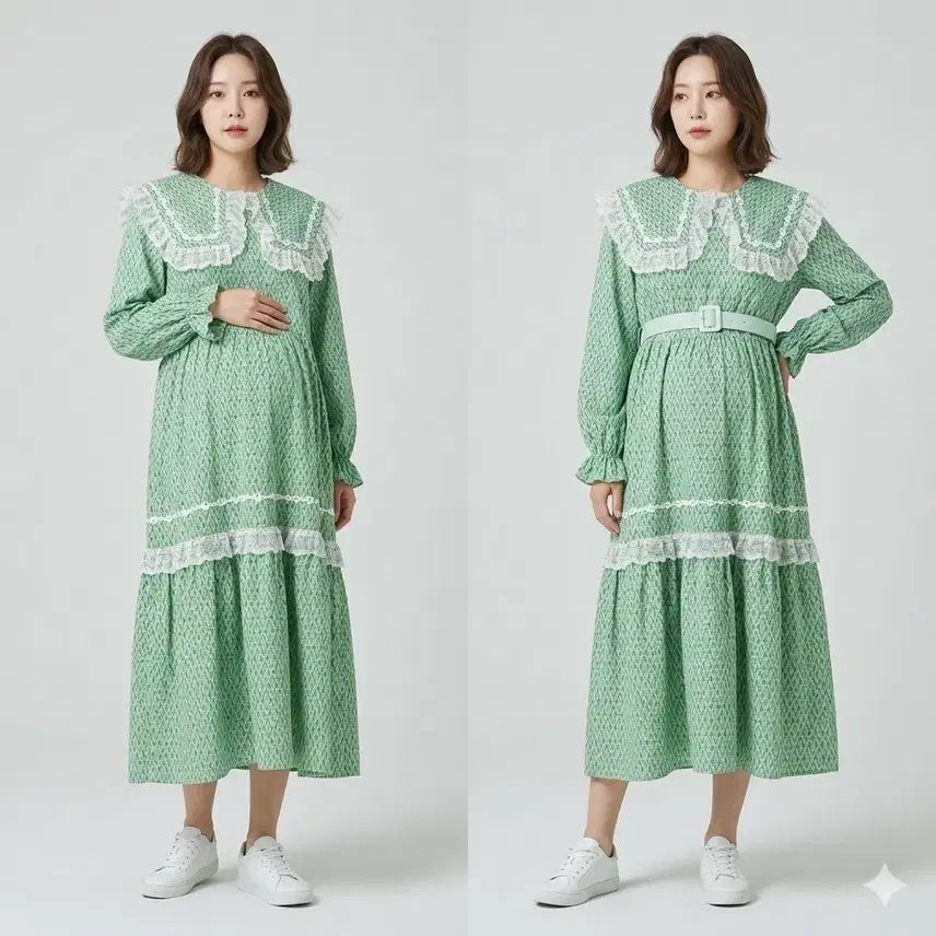 [SOLD OUT] 그린 레이스 원피스(임부복 가능)