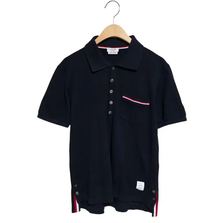 [BUNJANG] Thom Browne Pocket Tricolor Short Sleeve Polo Shirt / 톰브라운 포켓삼선 반팔 카라티셔츠