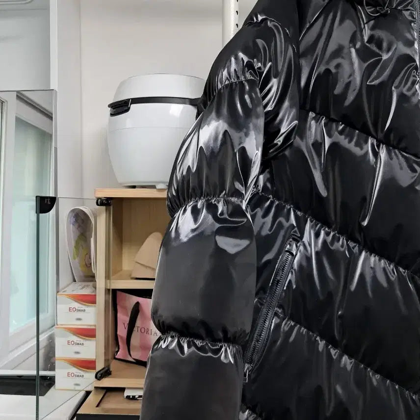 [BUNJANG] Nike THERMA-FIT Long Padded Jacket / 블랙 광택 롱 패딩 점퍼 나이키 공용 THERMA-FIT 롱패딩 블랙