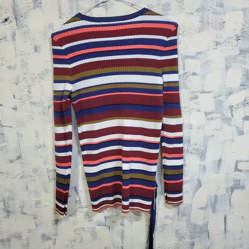 [BUNJANG] CUCKOO Ribbed Stripe Long Sleeve T-Shirt (Free Size) / 지컷 골지 스트라이프 쫀쫀 긴팔 티셔츠 free