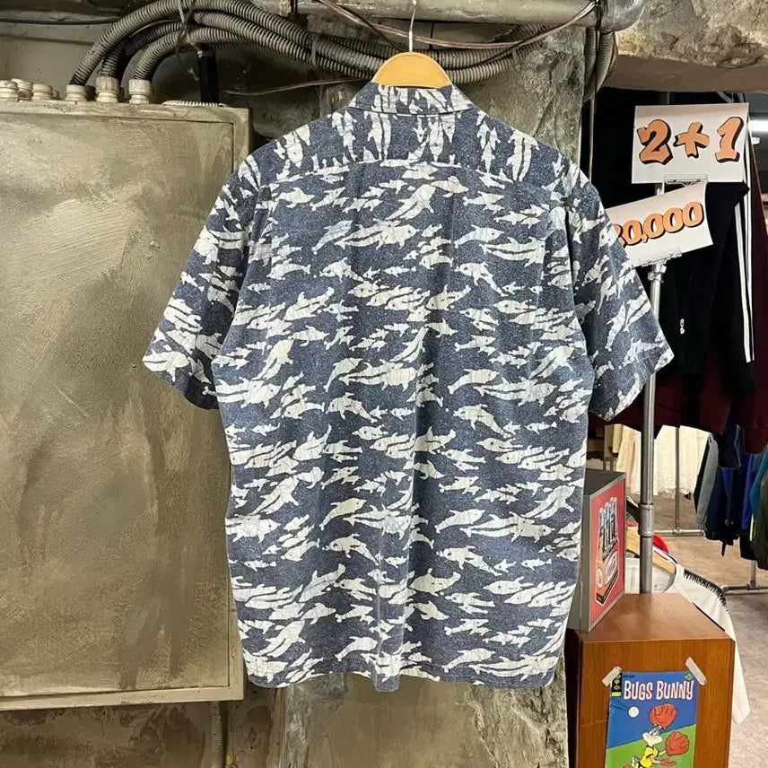 [BUNJANG] Chaps Ralph Lauren Patterned Pocket Short Sleeve Shirt Blue L / 챕스 랄프로렌 포켓 패턴 반팔 셔츠 블루 L 