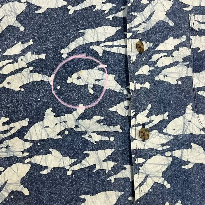 [BUNJANG] Chaps Ralph Lauren Patterned Pocket Short Sleeve Shirt Blue L / 챕스 랄프로렌 포켓 패턴 반팔 셔츠 블루 L 