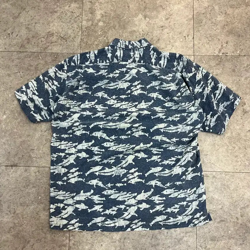 [BUNJANG] Chaps Ralph Lauren Patterned Pocket Short Sleeve Shirt Blue L / 챕스 랄프로렌 포켓 패턴 반팔 셔츠 블루 L 