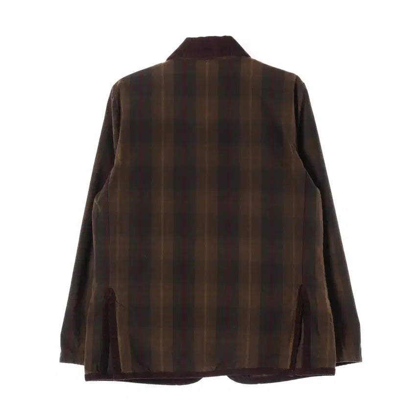 [BUNJANG] Lavenham Check Pattern Corduroy Collar Padded Field Jacket / 라벤햄 체크 패턴 코듀로이 카라 면 퀼팅 패디드 필드 재킷