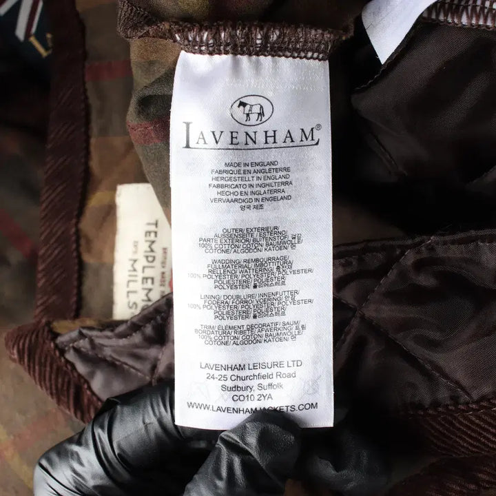 [BUNJANG] Lavenham Check Pattern Corduroy Collar Padded Field Jacket / 라벤햄 체크 패턴 코듀로이 카라 면 퀼팅 패디드 필드 재킷