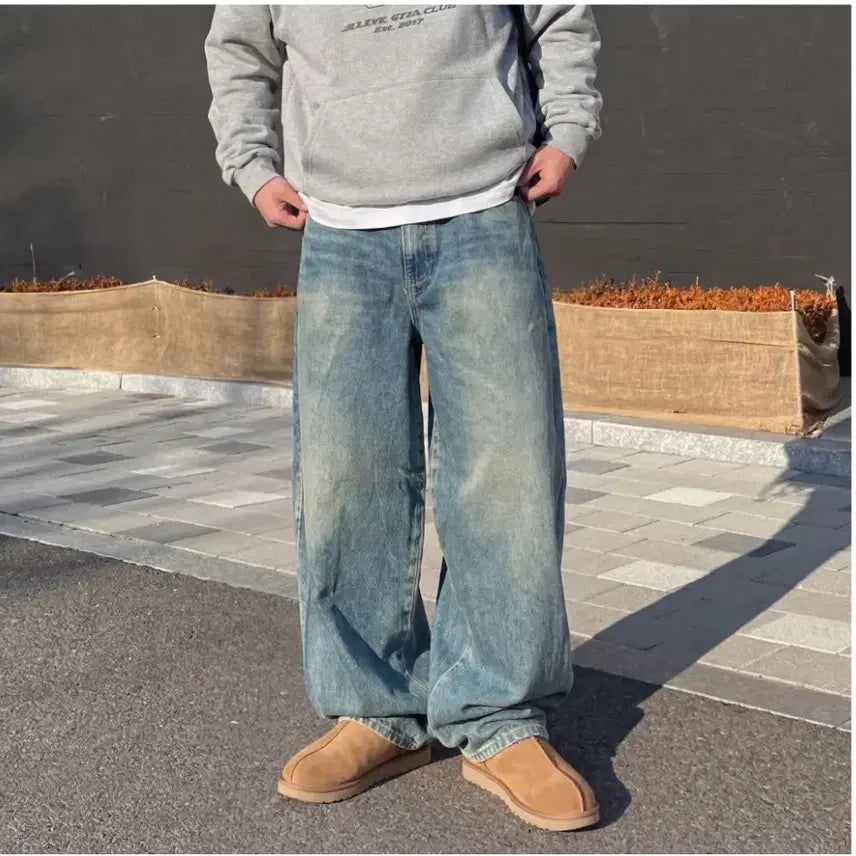 [BUNJANG] Vintage Washed Wide Leg Pants / [당일출고] 벌룬핏 빈티지 워싱 와이드 팬츠