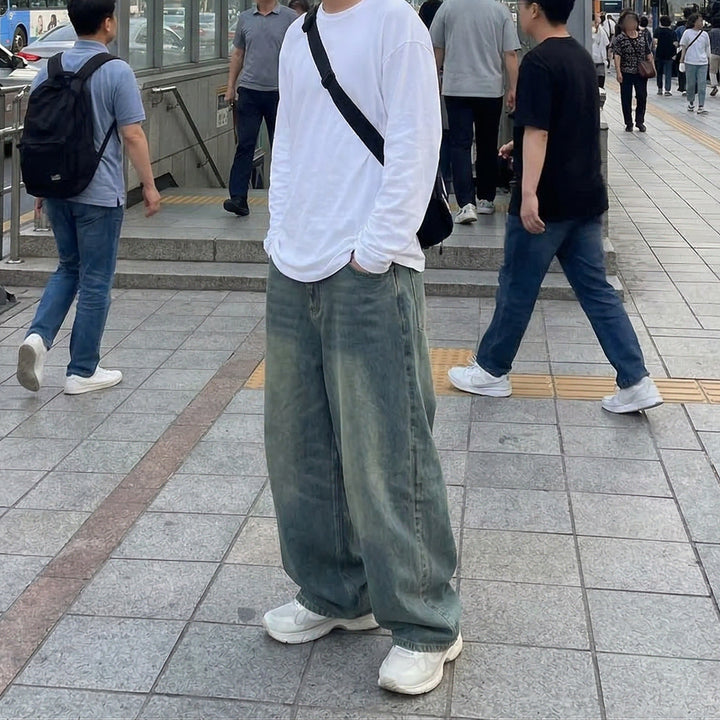[BUNJANG] Vintage Washed Wide Leg Pants / [당일출고] 벌룬핏 빈티지 워싱 와이드 팬츠