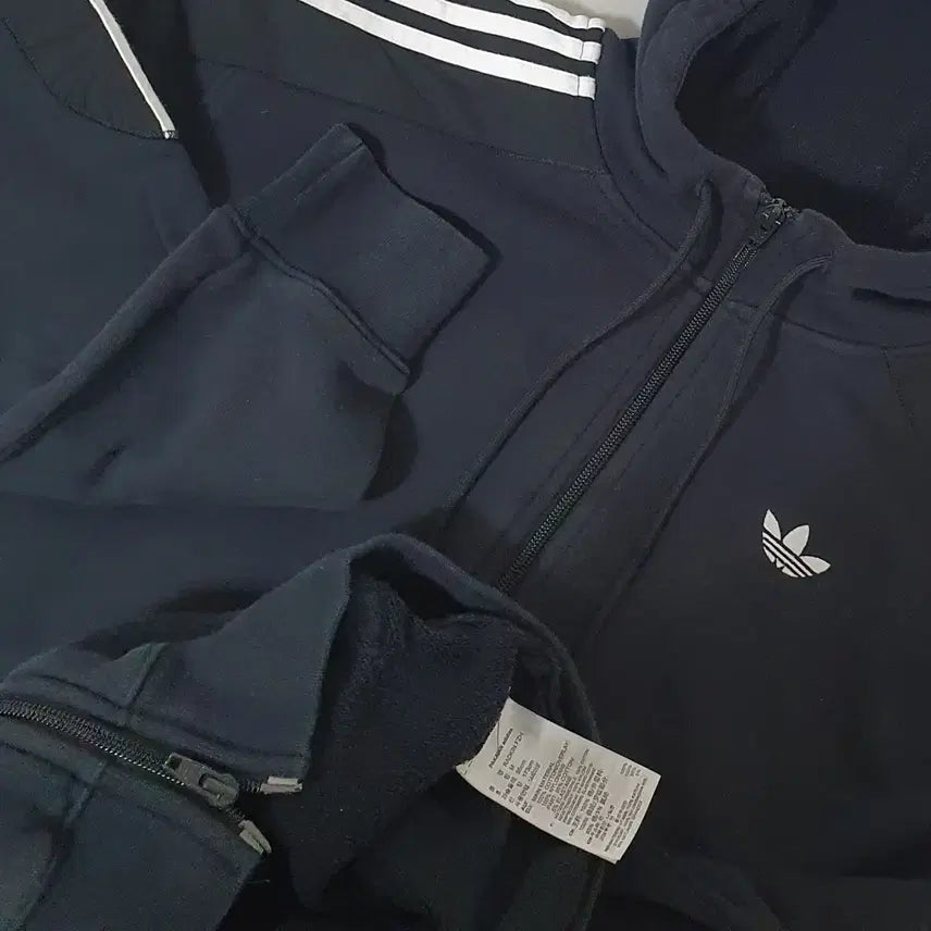 [BUNJANG] Adidas Embroidered Logo Three-Stripe Hoodie Black / No.26032215 아디다스 자수로고 삼선 후드집업 블랙