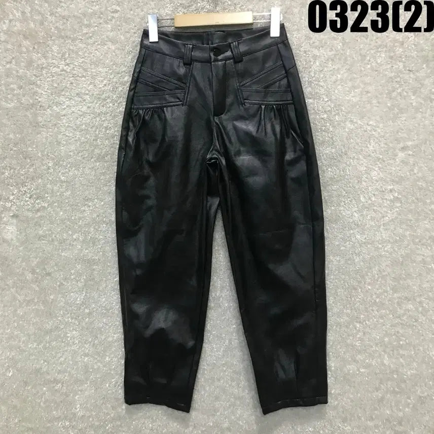 [BUNJANG] Black Leather Baggy Pants L / 블랙 레더 배기 팬츠 L