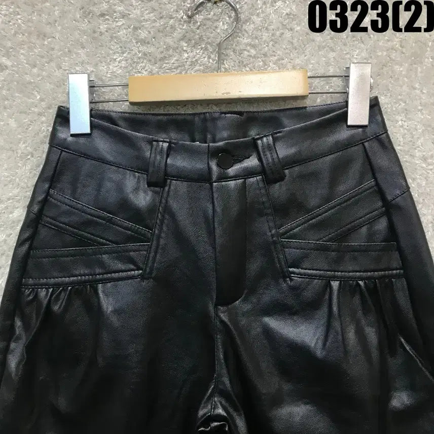 [BUNJANG] Black Leather Baggy Pants L / 블랙 레더 배기 팬츠 L