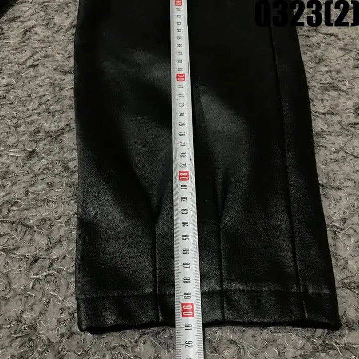[BUNJANG] Black Leather Baggy Pants L / 블랙 레더 배기 팬츠 L