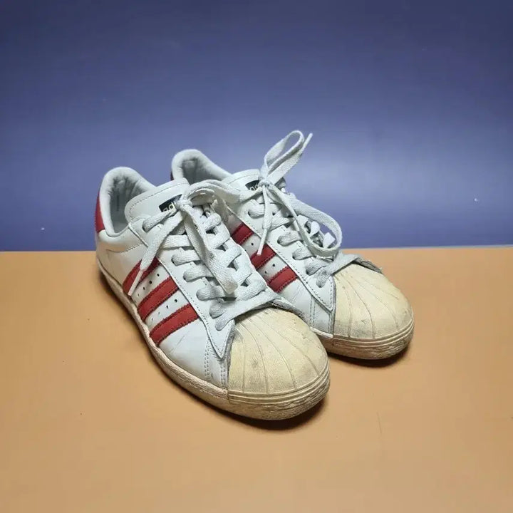 [BUNJANG] Adidas Superstar White/Red Sneakers / 아디다스 235 슈퍼스타 흰/빨 운동화