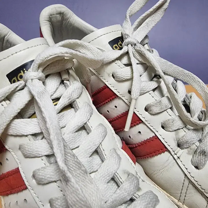 [BUNJANG] Adidas Superstar White/Red Sneakers / 아디다스 235 슈퍼스타 흰/빨 운동화