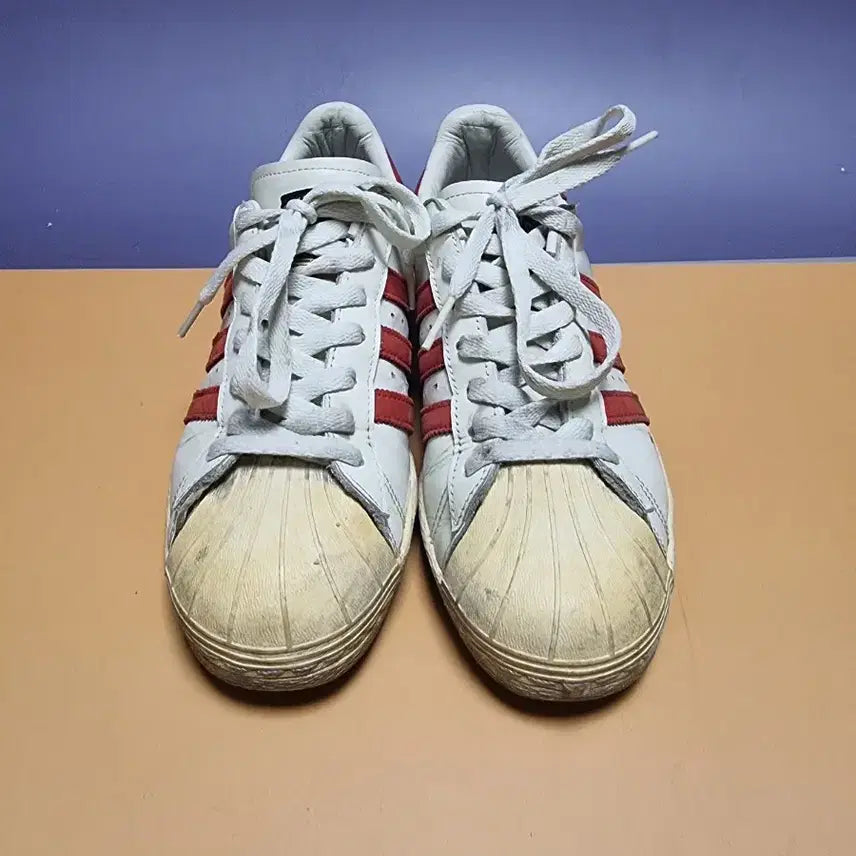 [BUNJANG] Adidas Superstar White/Red Sneakers / 아디다스 235 슈퍼스타 흰/빨 운동화