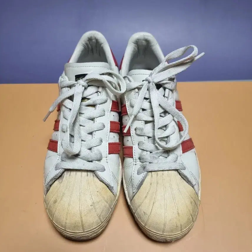 [BUNJANG] Adidas Superstar White/Red Sneakers / 아디다스 235 슈퍼스타 흰/빨 운동화