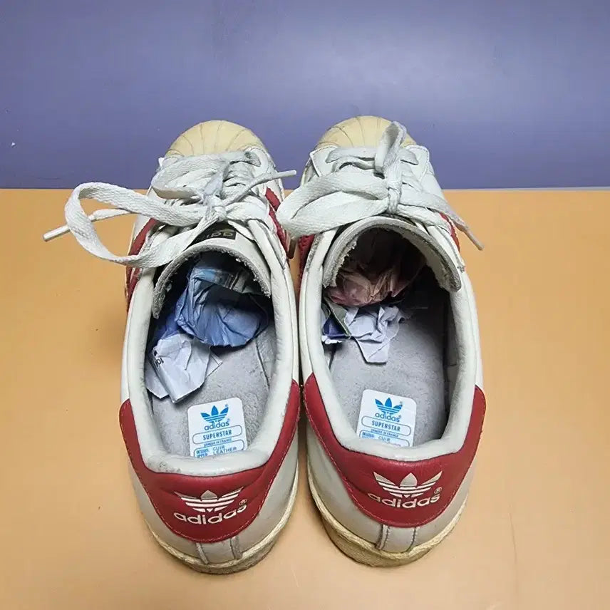 [BUNJANG] Adidas Superstar White/Red Sneakers / 아디다스 235 슈퍼스타 흰/빨 운동화