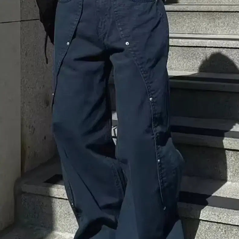 [BUNJANG] Navy Wide Denim Pants / 네이비 와이드 데님 팬츠